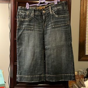 Wideleg denim capris
